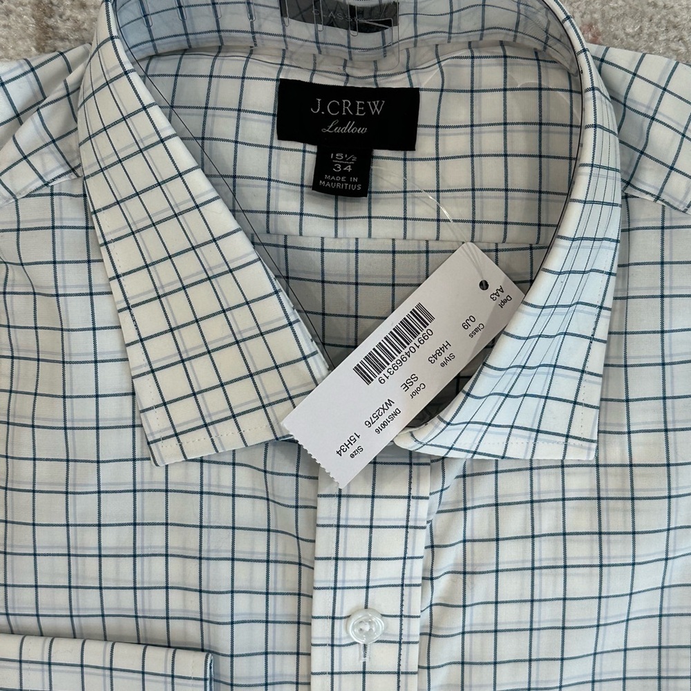 NWT - J. Crew Men's Ludlow Cotton Blue Checkered Shirt